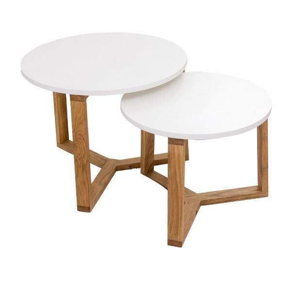 2 Piece Olwen Oak Wood Nesting Side Table Set Side Tables