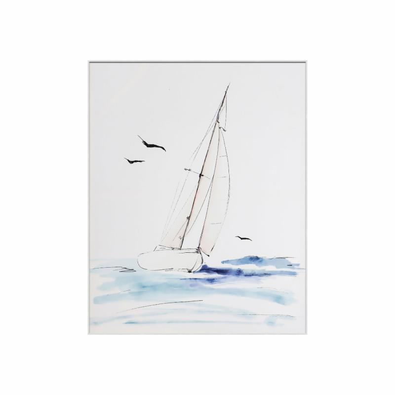 Aidan Yacht Print With Natural Timber Frame Wall Art