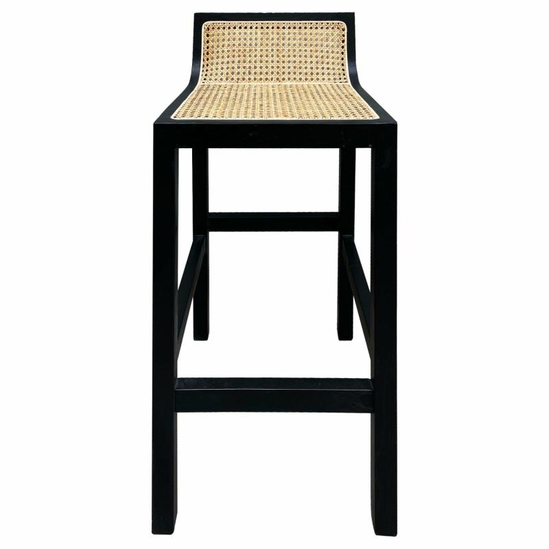 Amalfi Elm Wood And Rattan Barstool Black Bar Stools