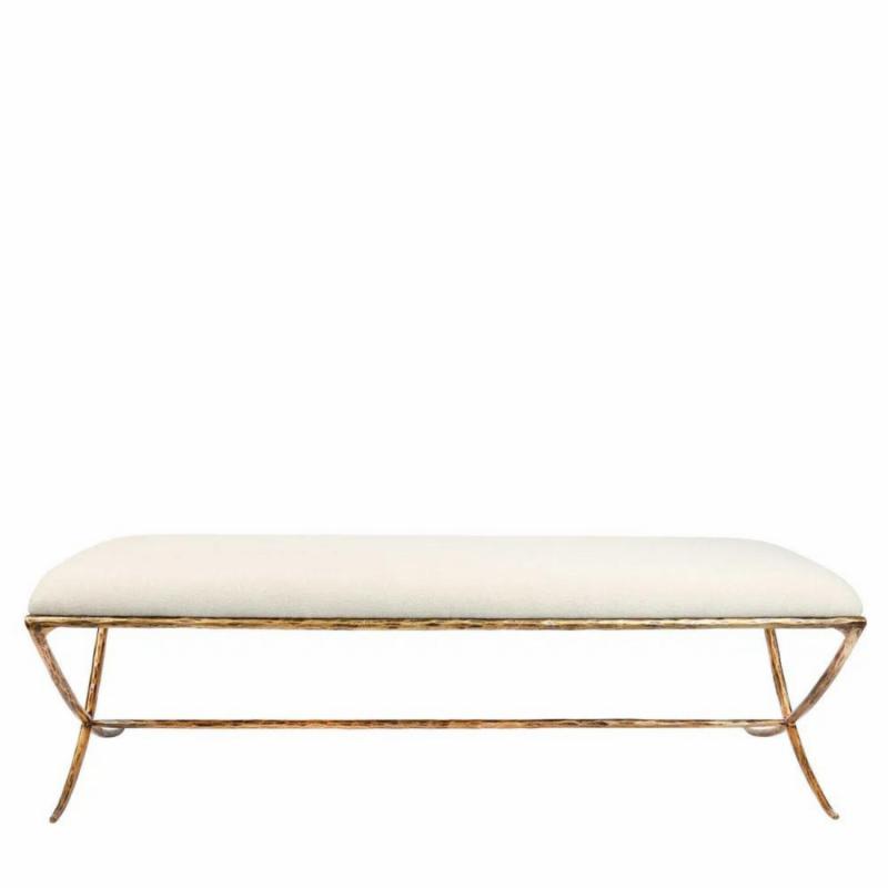 Aries Upholstered Bench Gold In Natural Linen Benches