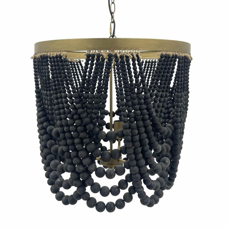 Avara Beaded Pendant In Black Hanging