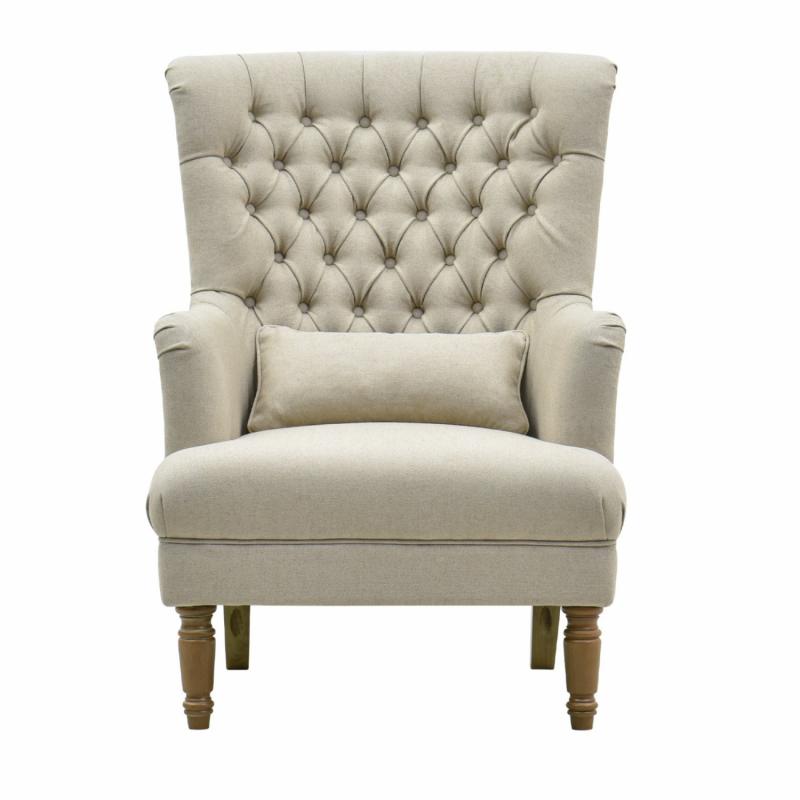 Bayside Hamptons Buttoned Armchair Natural Linen Blend Armchairs