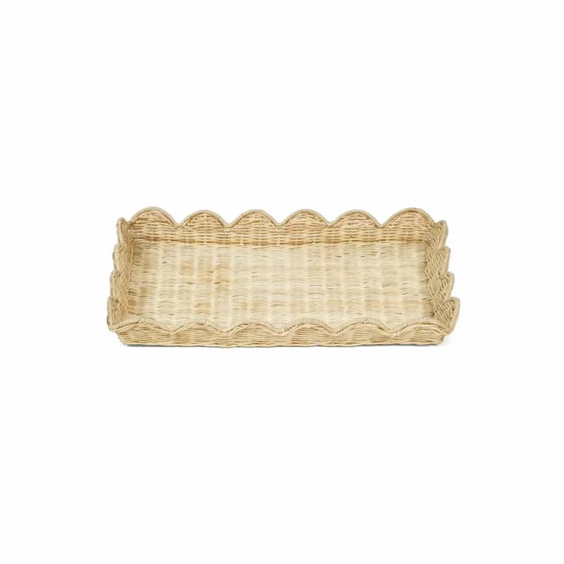 Belle Rattan Scallop Large Tray Decor