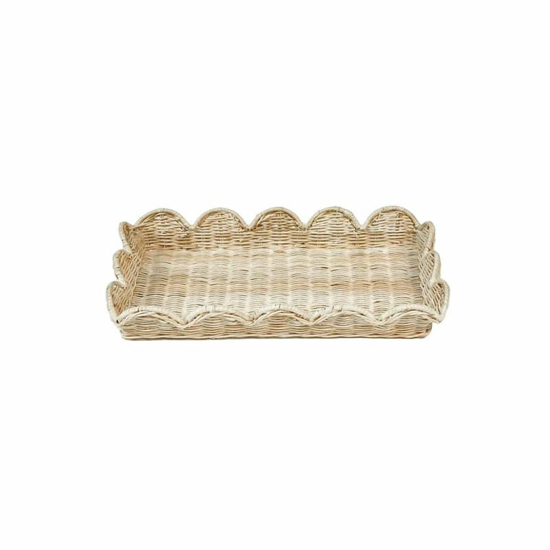 Belle Rattan Scallop Small Tray Decor