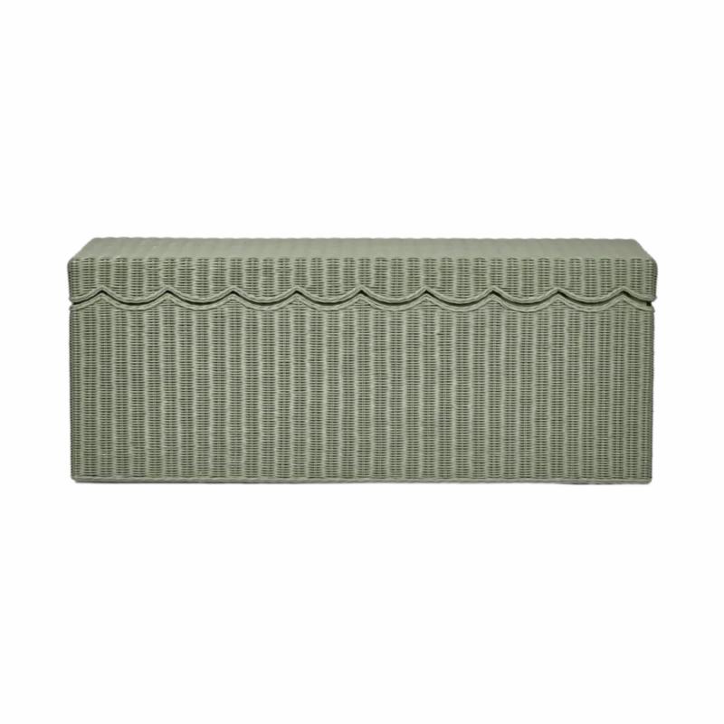 Belle Rattan Storage Bench Green Storage