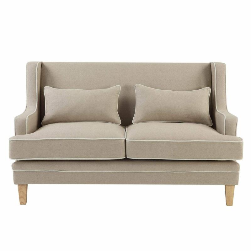 Bondi Hamptons 2 Seat Sofa Natural W/White Piping 2 Seaters