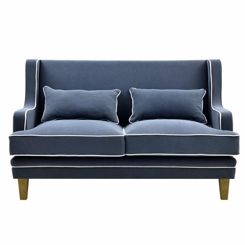 Bondi Hamptons 2 Seat Sofa Navy W/White Piping 2 Seaters