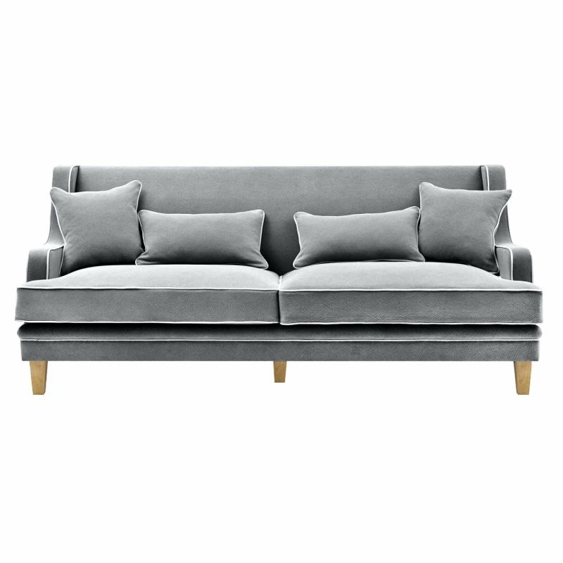 Bondi Hamptons 3 Seat Sofa Grey W/White Piping 3 Seaters