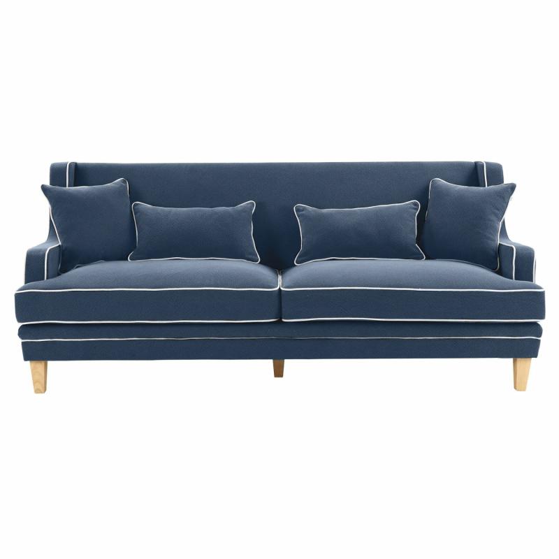 Bondi Hamptons 3 Seat Sofa Navy W/White Piping 3 Seaters