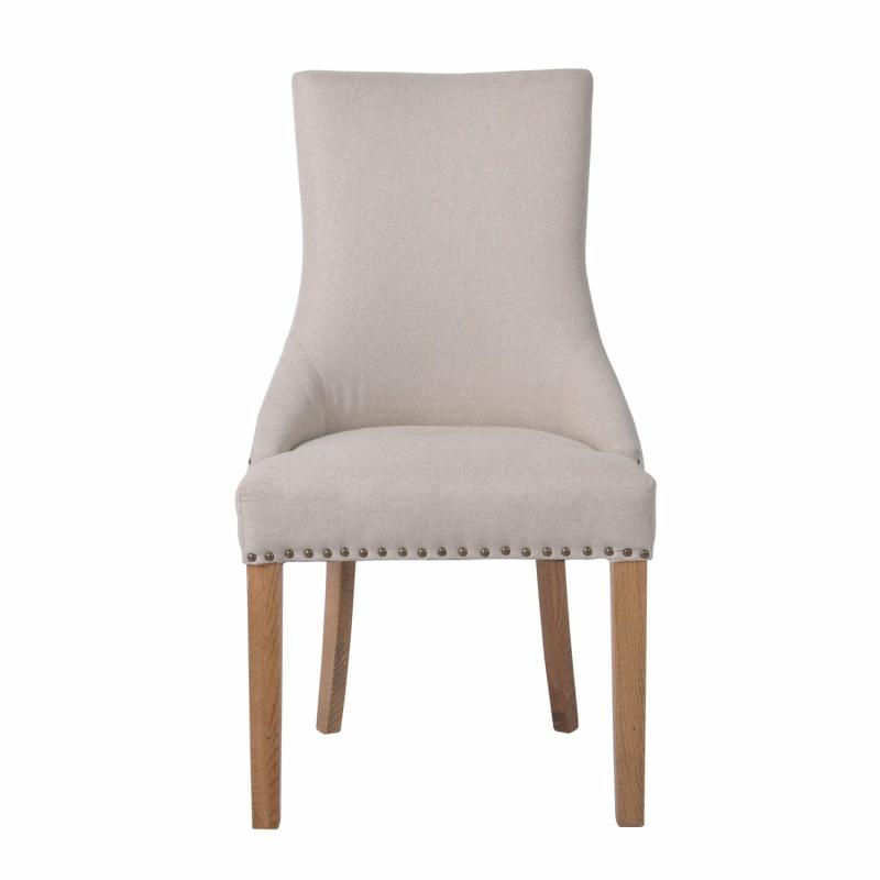 Bordeaux Studded Beige Oakwood Dining Chair Chairs