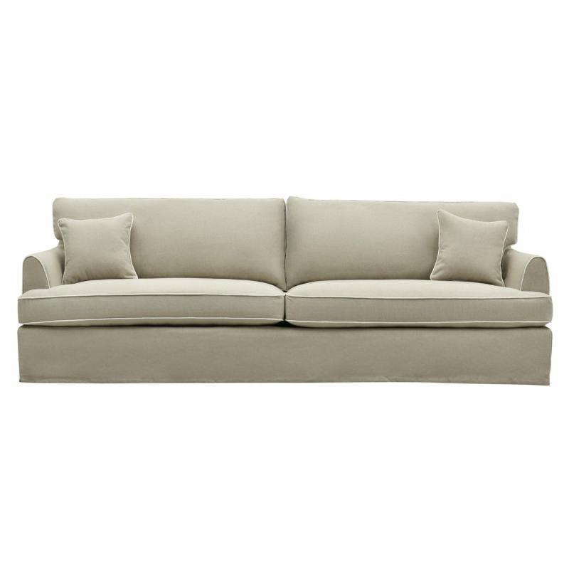 Byron Hamptons 4 Seat Sofa Natural W/White Piping 4 Seaters