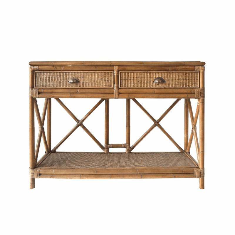 Cayman Rattan 2 Drawer Hamptons Console Consoles & Hall Tables