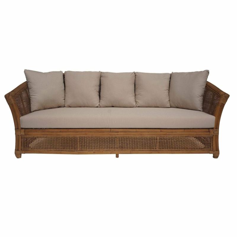 Cayman Rattan 3 Seat Hamptons Sofa W/Neige Cushions 3 Seaters