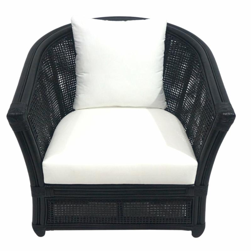 Cayman Rattan Armchair W/ Cushions Black Armchairs