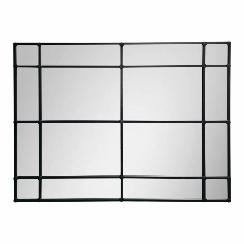 Crawford Rectangular 16 Pane Mirror Iron Frame Black 200Cm X 160Cm Mirrors