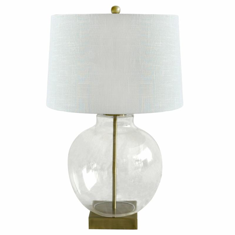 Ellyn Glass And Brass Lamp With White Linen Shade Lamps