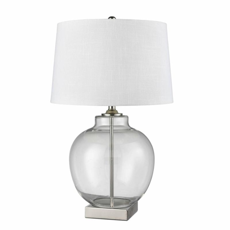 Ellyn Glass And Nickel Lamp With White Linen Shade Lamps