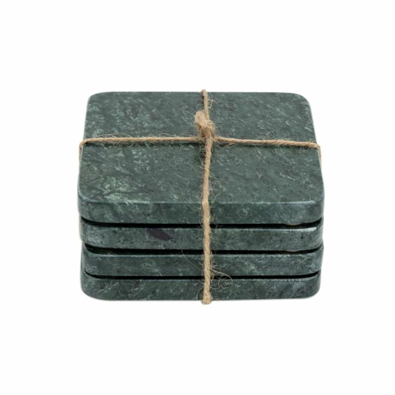 Graze Marble Coaster Square Green Decor