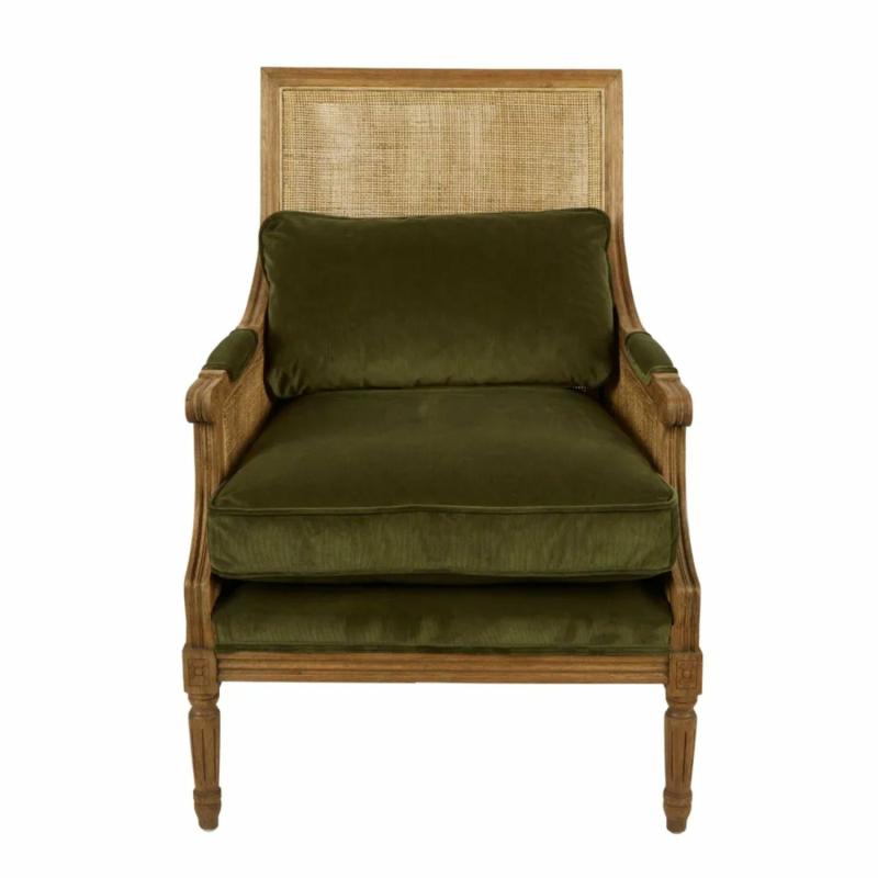 Hicks Caned Armchair Olive Green Armchairs