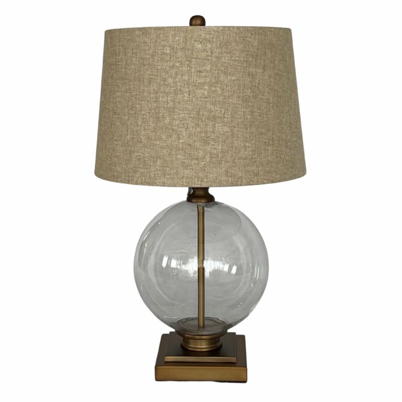 Ivy Antique Brass And Glass With Natural Linen Shade Lamps