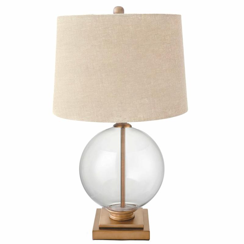 Ivy Small Antique Brass And Glass With Natural Linen Shade Lamps