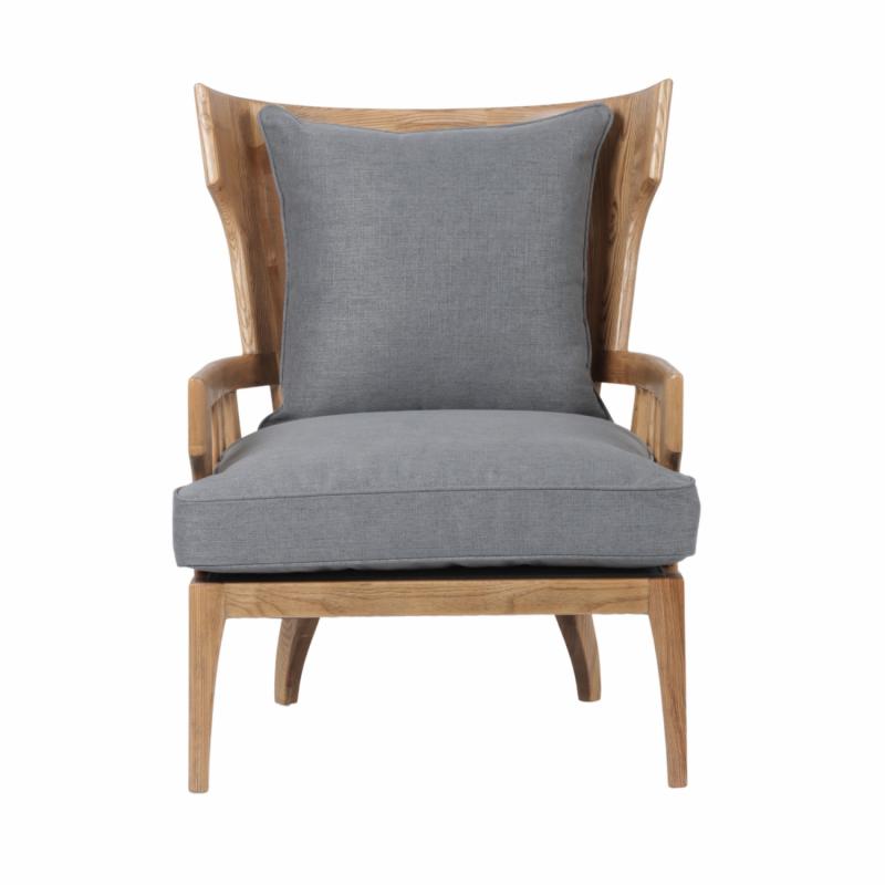 Jackman Coastal Oakwood And Linene Armchair Blue Accent Chairs