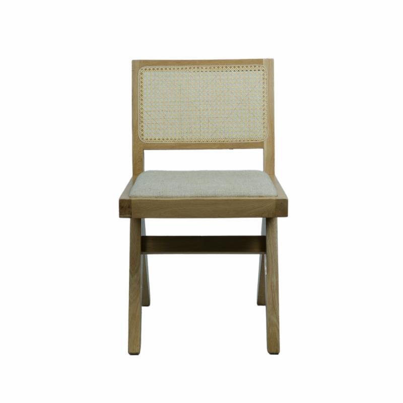 Lexi Scissor Leg Side Chair Oak Frame Natural Fabric Accent Chairs