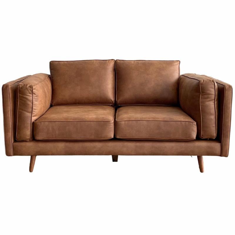 Lincoln 2 Seat Sofa Leather Look Tan 2 Seaters