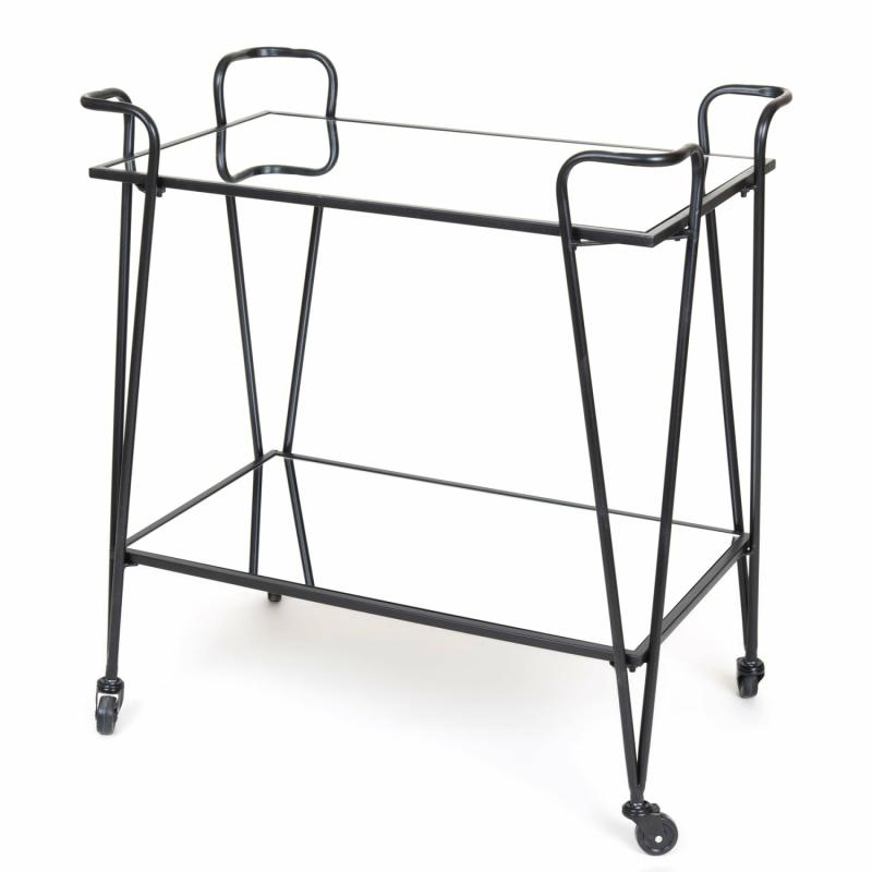 Lloyd Mirror Shelves Bar Trolley Black Bar Carts