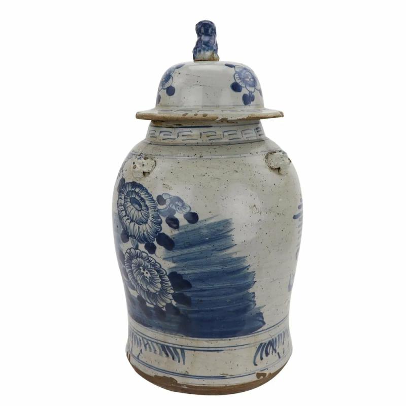 Lotus Porcelain Lidded Ginger Jar Large Decor