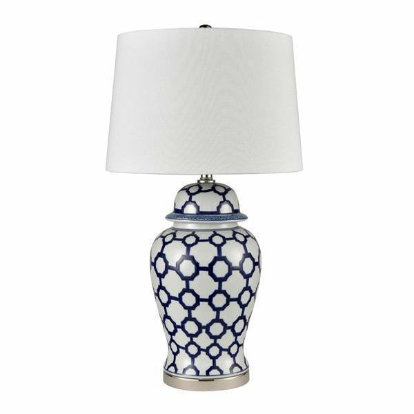 Lucca Blue & White Jar Shaped Lamp & Shade Lamps