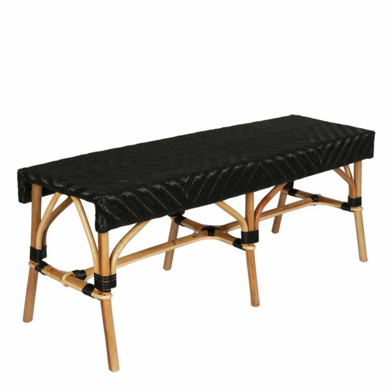 Missoli Rattan Bench Black Benches