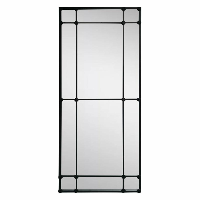 Morgan 12 Pane Rectangular Mirror Matt Black Finish Mirrors