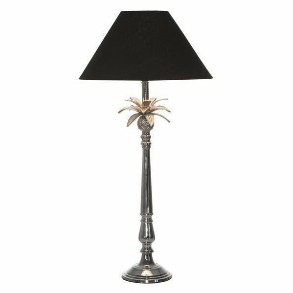 Nickel Pineapple Leaf Lamp W/Black Shade Lamps