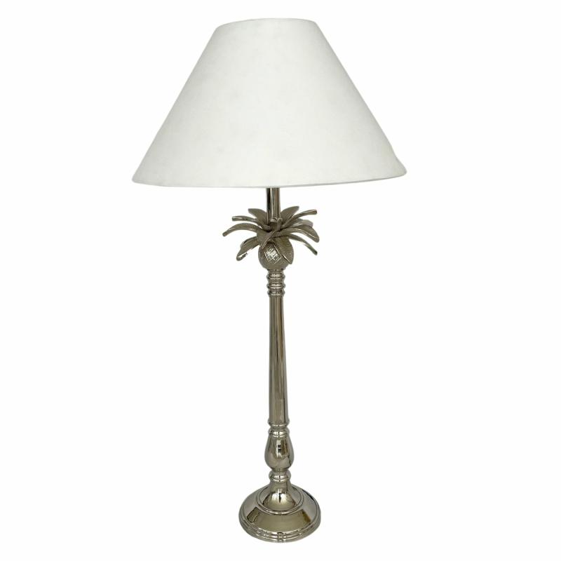 Nickel Pineapple Leaf Lamp W/White Shade Lamps