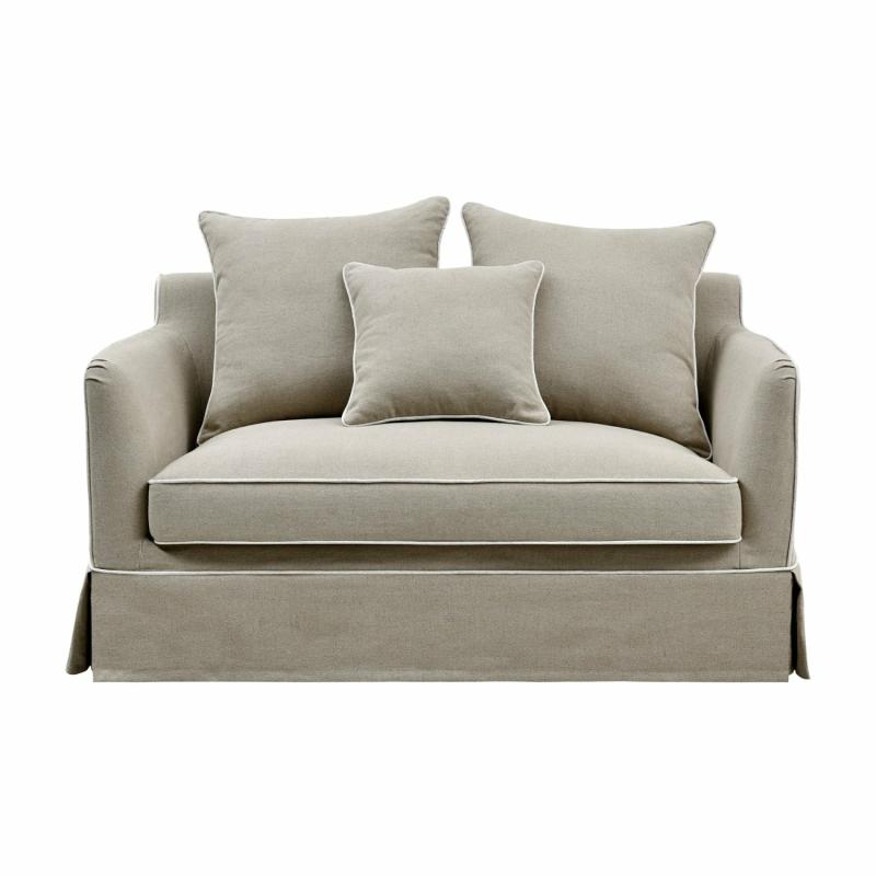 Noosa Hamptons 1.5 Seat Sofa Bed Natural W/White Piping Sofa Beds