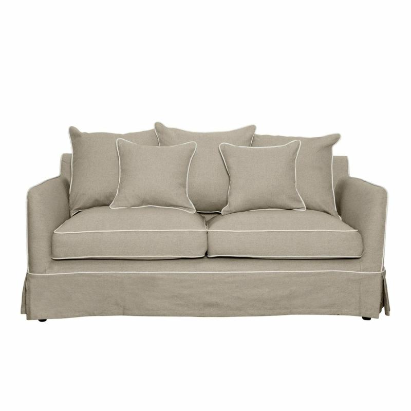 Noosa Hamptons 2 Seat Sofa Natural W/White Piping 2 Seaters