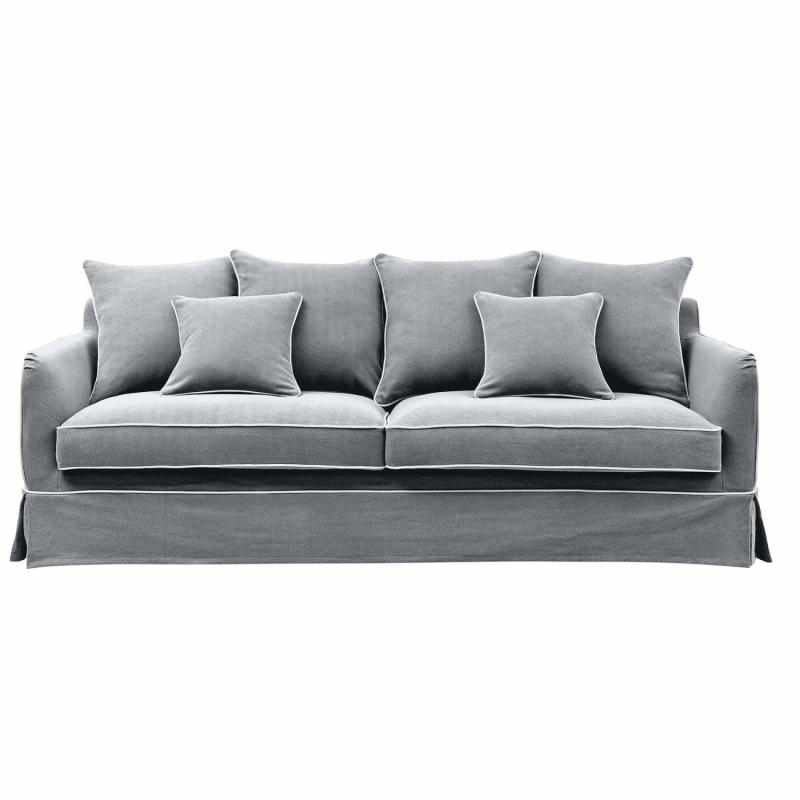 Noosa Hamptons 3 Seat Sofa Grey W/White Piping 3 Seaters