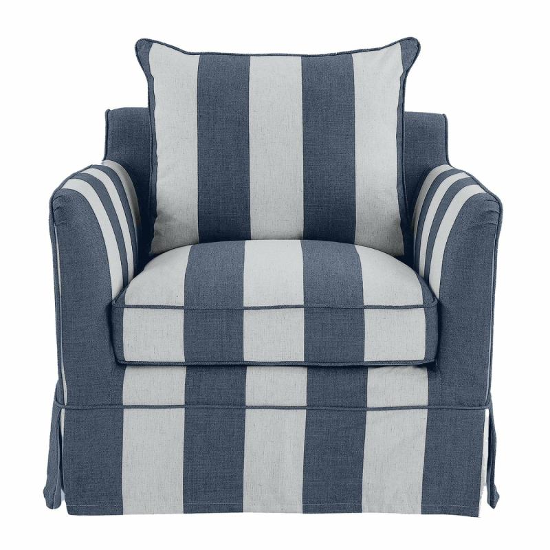 Noosa Hamptons Armchair Denim/Cream Stripe Armchairs