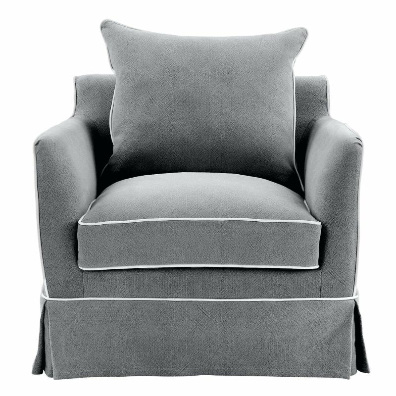 Noosa Hamptons Armchair Grey W/White Piping Armchairs