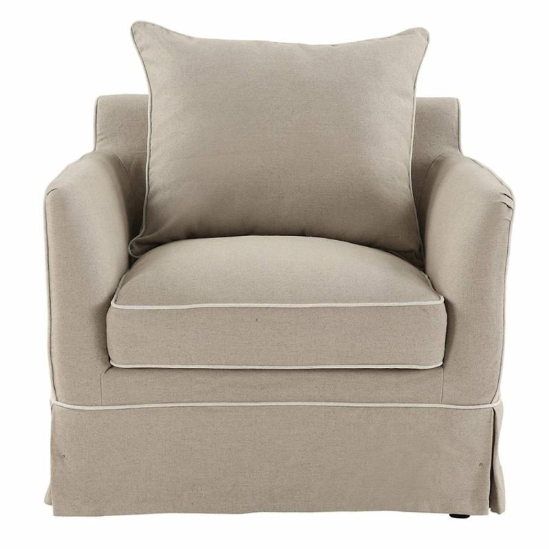 Noosa Hamptons Armchair Natural W/White Piping Armchairs