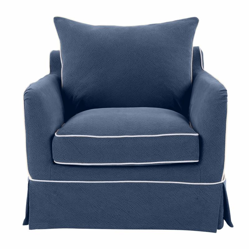 Noosa Hamptons Armchair Navy W/White Piping Armchairs