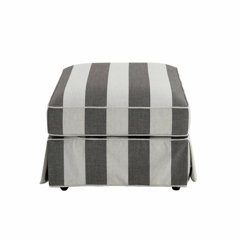 Noosa Hamptons Ottoman Grey/Cream Stripe Ottomans & Stools