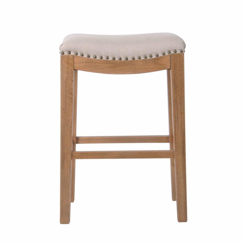 Oakwood Counter Chair Beige W/Studs Bar Stools