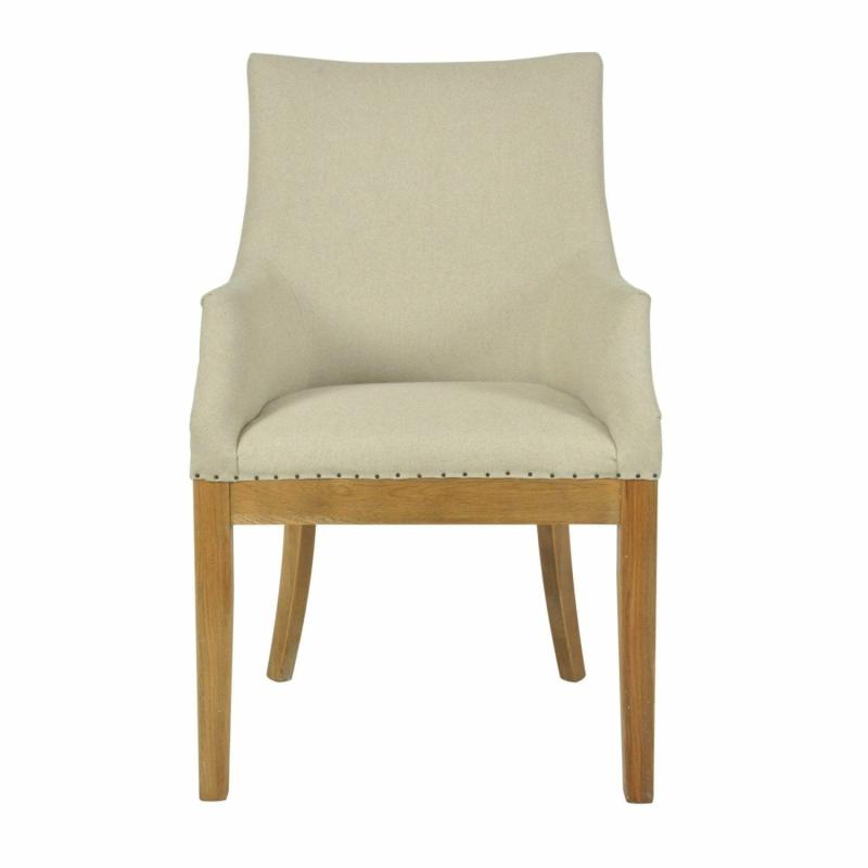 Oakwood Hamptons Linen Armchair Natural W/ Studs Accent Chairs