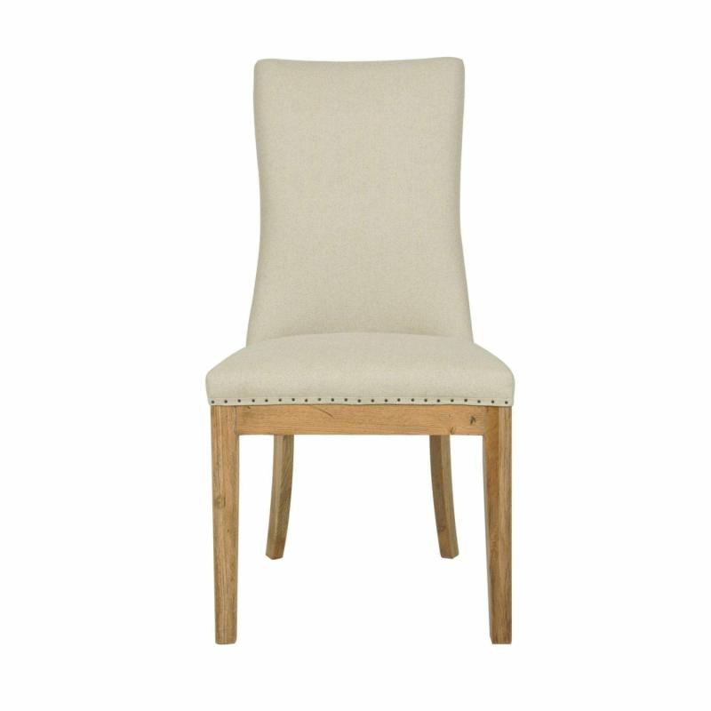 Oakwood Hamptons Linen Dining Chair Natural W/ Studs Chairs