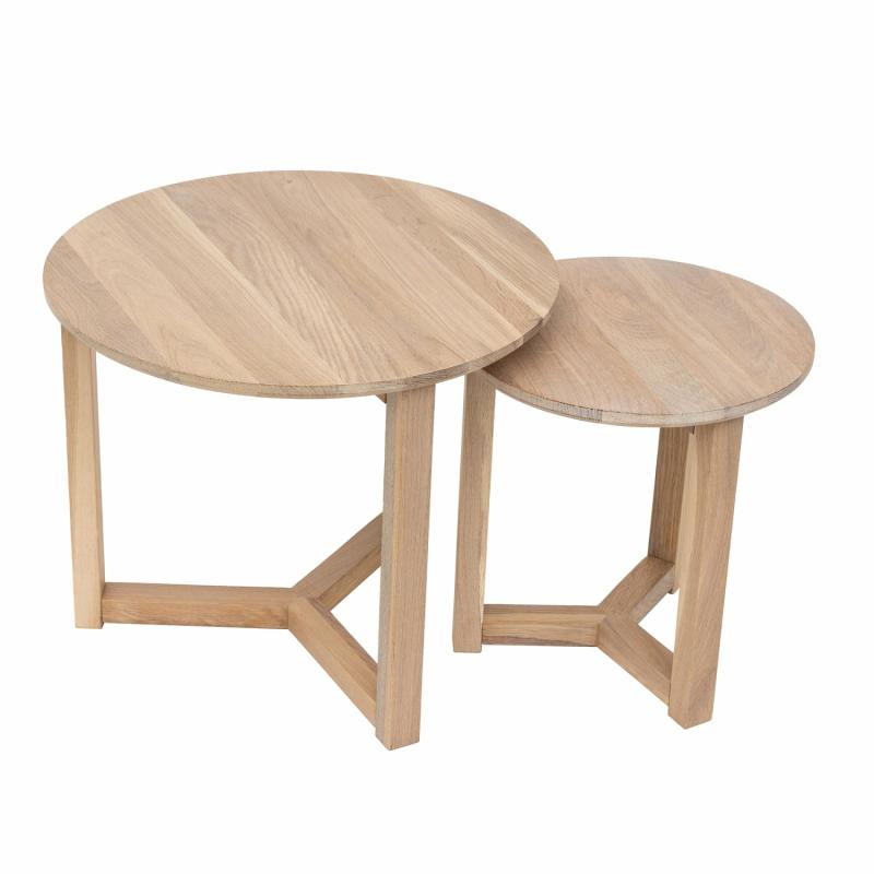 Oslo Set Of 2 Side Tables White Wash Finish Side Tables