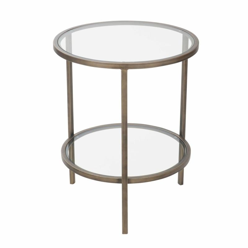 Palladium Brass Iron & Glass Side Table Side Tables