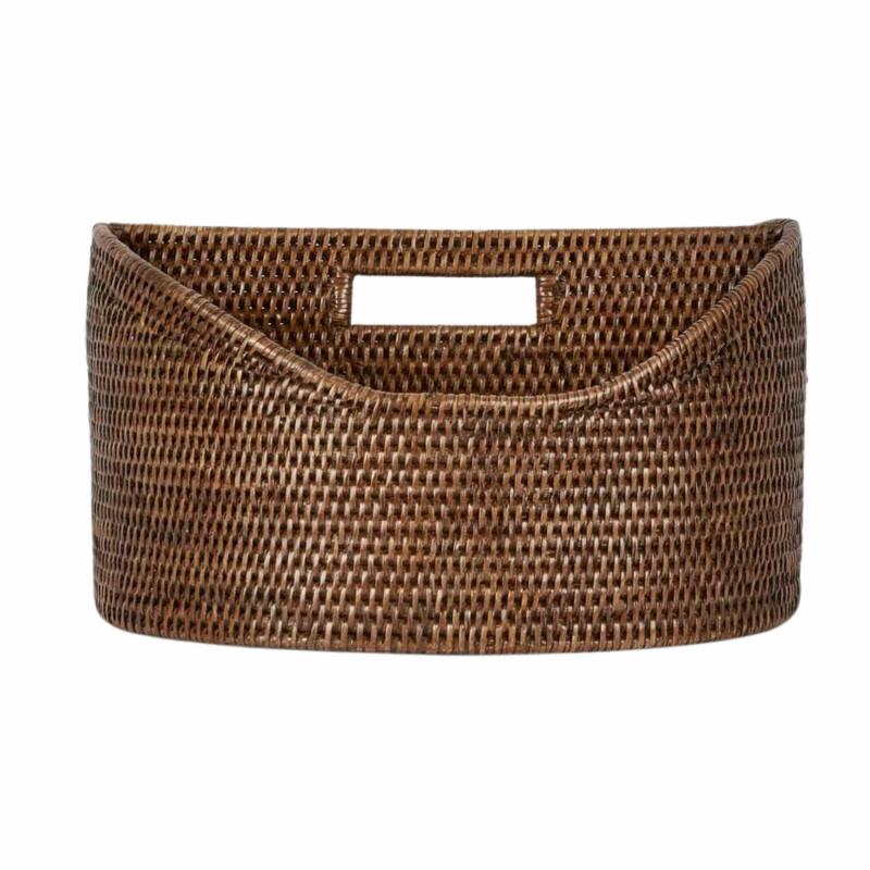 Paume Rattan Magazine Holder Antique Brown Baskets