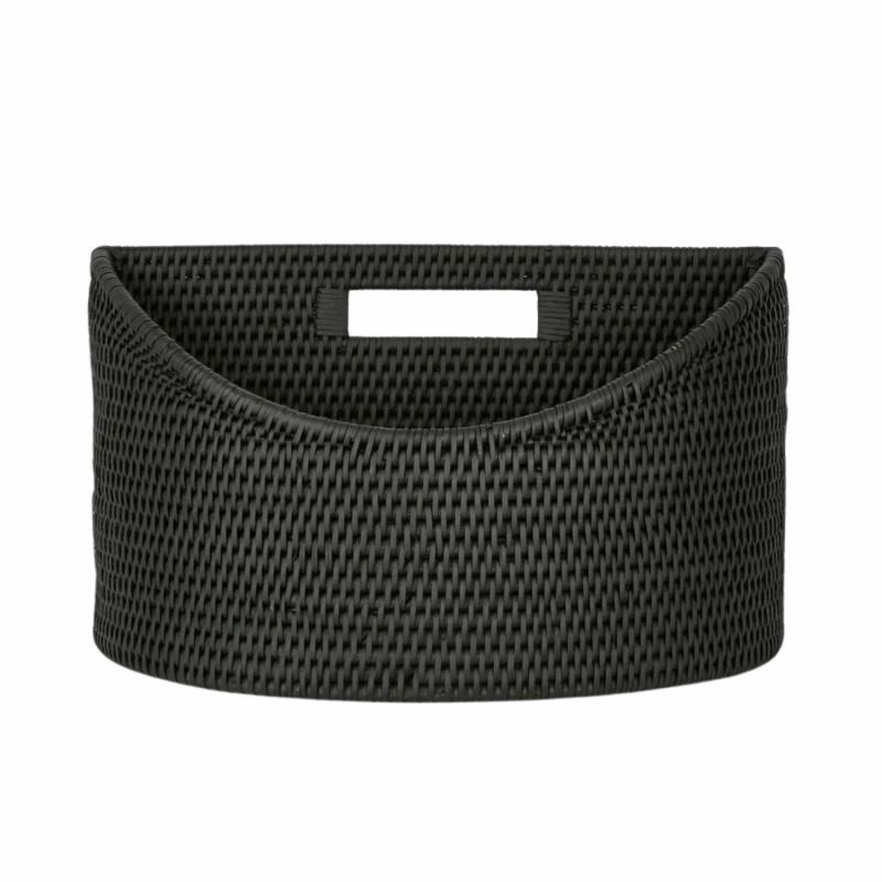 Paume Rattan Magazine Holder  Black Baskets